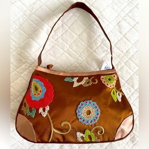 Embroidered fair trade handbag